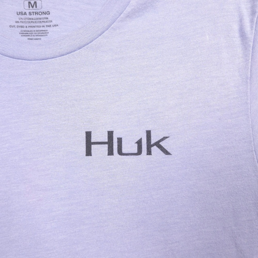 Huk USA Strong Womens Medium‎ Christmas Fishing Graphic T Shirt Lavender - Picture 4 of 8